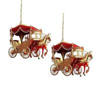 2 Pcs Carriage Christmas Hanging Ornament, Horse with Sleigh Carriage 2D Acrylic Pendant For Decoration Tree, For Christmas