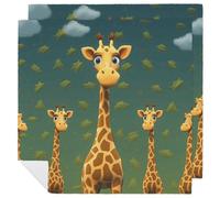 2 PCS Cartoon Giraffe Cloth Napkins 18.7"x18.7"- Single-Sided Print, Soft & Reusable Napkins for Elegant Dining, Wedding, Party, Restaurant Decor