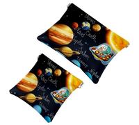 2 PCS Cartoon Space Battles Pocket Cosmetic Bag, Self-Closing Shrapnel Makeup Pouch, Portable No Zipper Mini Travel Make Up Bag for Headphones Coin Lipstick Cosmetics Earphones Jewelry Organizer