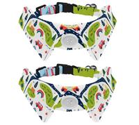 2 Pcs Cartoon Transportation Cars Hills and Trees Dog Collar with Bowtie, Adjustable Cute Lapel Design Bow Tie Pet Collar for Small Dogs Puppies and Cats