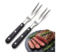 2 Pcs Carving Fork Set, 26.5cm Stainless Steel Meat Lifting Fork with Anti-Slip Ergonomic Handle, Heavy Duty Kitchen Pot Forks for Carving Turkey, Beef, BBQ and Sunday Roast