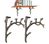 2 PCS Cast Iron Tree Branch Shape Bracket | Floating Shelf Bracket | Vintage Bronze Shelf Brackets | Artistic Atmosphere, Elegant | for Entryway Bedroom Living Room Office Garage Library Corner