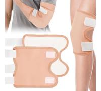 2 PCS Castor Oil Pack Wrap Kit Knee,Reusable Castor Oil Pack with Adjustable Velcro,Castor Oil Packs Organic Cotton for Knees Legs Arms Calf Pain Relief Aid Sleep(Castor Oil Not Included) (Khaki)