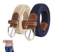 2 Pcs Casual Ladies Belts Set, Elastic Ladies Belts for Jeans, Women's Belts for Pants, Slender Canvas Belt, Stretch Canvas Braided Belt for Lover