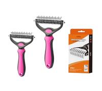 2 Pcs Cat And Dog Grooming Brush, Double-Sided Hair Removal Brush, Removes Tangled Hair, Dog,Suitable For Small And Large Pets (Pink, Large)