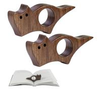 2 Pcs Cat Book Page Holder, Charming Wooden Leaf Keeper with Kitty Shape, Set of Two Handy Reading Clips for Thick Volumes, Effortless Single Hand Operation for Easy Browsing, Compact and Lightweight
