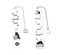2 Pcs Cat Bookmark,Stainless Steel Silver Cat Book Marks for Girls,Funny Cute Metal Cats Bookmarks,for Girls Teenage Boys Kids Readers Students Teachers School Library Presents for Pet Lovers.