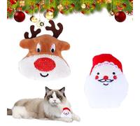 2 Pcs Cat Catnip Toys Christmas Cat Toys Soft Plush Interactive Cat Toys Cat Chew Toy Assorted Xmas Cartoon Santa Reindeer Design Pet Toys Gift for Cats Kitten Pet Teeth Cleaning Playing Chewing
