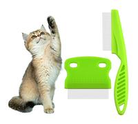 2 Pcs Cat Combs, Flea Comb for Cats, Dogs,Lice Tear Stain Remover Combs Fine Tooth Grooming Removal Tool (Green 2Pcs)