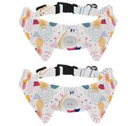 2 Pcs Cat Dog Bow Tie, Adjustable Pet Collar Bowtie Tux Formal Neck Tie for Boys Girls Puppy Kitten Wedding Birthday - Colorful Geometric Memphis Shapes