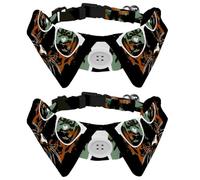 2 Pcs Cat Dog Bow Tie, Adjustable Pet Collar Bowtie Tux Formal Neck Tie for Boys Girls Puppy Kitten Wedding Birthday - Fashion Hipster Tiger with Glasses