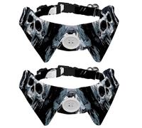 2 Pcs Cat Dog Bow Tie, Adjustable Pet Collar Bowtie Tux Formal Neck Tie for Boys Girls Puppy Kitten Wedding Birthday - Dead Skulls