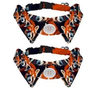 2 Pcs Cat Dog Bow Tie, Adjustable Pet Collar Bowtie Tux Formal Neck Tie for Boys Girls Puppy Kitten Wedding Birthday - Red Pandas