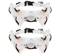2 Pcs Cat Dog Bow Tie, Adjustable Pet Collar Bowtie Tux Formal Neck Tie for Boys Girls Puppy Kitten Wedding Birthday - Watercolor Dog Lying on the Ground