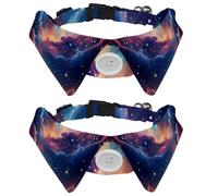 2 Pcs Cat Dog Bow Tie, Adjustable Pet Collar Bowtie Tux Formal Neck Tie for Boys Girls Puppy Kitten Wedding Birthday - Universe Space Galaxy Nebula Starry