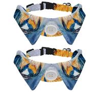 2 Pcs Cat Dog Bow Tie, Adjustable Pet Collar Bowtie Tux Formal Neck Tie for Boys Girls Puppy Kitten Wedding Birthday - Watercolor Roosetr with Beautiful Feathers