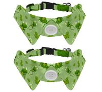 2 Pcs Cat Dog Bow Tie, Adjustable Pet Collar Bowtie Tux Formal Neck Tie for Boys Girls Puppy Kitten Wedding Birthday - Cute Cartoon Frogs on Water Lily