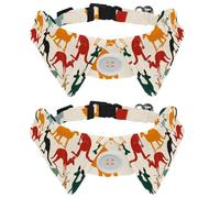 2 Pcs Cat Dog Bow Tie, Adjustable Pet Collar Bowtie Tux Formal Neck Tie for Boys Girls Puppy Kitten Wedding Birthday - Colorful Kangaroos Animal