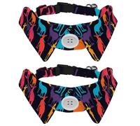 2 Pcs Cat Dog Bow Tie, Adjustable Pet Collar Bowtie Tux Formal Neck Tie for Boys Girls Puppy Kitten Wedding Birthday - Colorful Kangaroos Silhouette