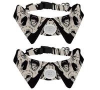 2 Pcs Cat Dog Bow Tie, Adjustable Pet Collar Bowtie Tux Formal Neck Tie for Boys Girls Puppy Kitten Wedding Birthday - Human Skulls