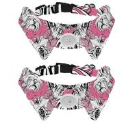 2 Pcs Cat Dog Bow Tie, Adjustable Pet Collar Bowtie Tux Formal Neck Tie for Boys Girls Puppy Kitten Wedding Birthday - White Puppy Maltese in Pink Striped Bow
