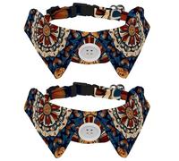 2 Pcs Cat Dog Bow Tie, Adjustable Pet Collar Bowtie Tux Formal Neck Tie for Boys Girls Puppy Kitten Wedding Birthday - Bohemia Mandala Blue