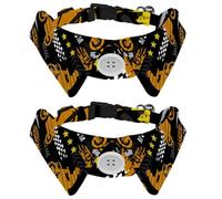 2 Pcs Cat Dog Bow Tie, Adjustable Pet Collar Bowtie Tux Formal Neck Tie for Boys Girls Puppy Kitten Wedding Birthday - Grunge Motorcycle and Tire Trace