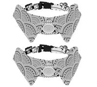 2 Pcs Cat Dog Bow Tie, Adjustable Pet Collar Bowtie Tux Formal Neck Tie for Boys Girls Puppy Kitten Wedding Birthday - Sashiko Japanese Mandala Henna Scales