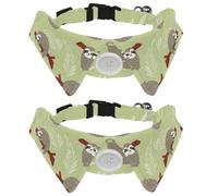 2 Pcs Cat Dog Bow Tie, Adjustable Pet Collar Bowtie Tux Formal Neck Tie for Boys Girls Puppy Kitten Wedding Birthday - Cute Sloth with Sleeves Print