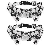2 Pcs Cat Dog Bow Tie, Adjustable Pet Collar Bowtie Tux Formal Neck Tie for Boys Girls Puppy Kitten Wedding Birthday - Dead Skulls