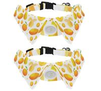 2 Pcs Cat Dog Bow Tie, Adjustable Pet Collar Bowtie Tux Formal Neck Tie for Boys Girls Puppy Kitten Wedding Birthday - Fruit Banana Orange Papaya Lemon