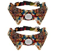 2 Pcs Cat Dog Bow Tie, Adjustable Pet Collar Bowtie Tux Formal Neck Tie for Boys Girls Puppy Kitten Wedding Birthday - Bohemian Mandala Flower