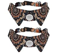 2 Pcs Cat Dog Bow Tie, Adjustable Pet Collar Bowtie Tux Formal Neck Tie for Boys Girls Puppy Kitten Wedding Birthday - Mandala Floral Vintage