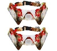 2 Pcs Cat Dog Bow Tie, Adjustable Pet Collar Bowtie Tux Formal Neck Tie for Boys Girls Puppy Kitten Wedding Birthday - Three Hens in the Grass Painting