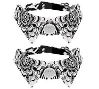 2 Pcs Cat Dog Bow Tie, Adjustable Pet Collar Bowtie Tux Formal Neck Tie for Boys Girls Puppy Kitten Wedding Birthday - Ethnic Mandala Floral