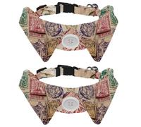 2 Pcs Cat Dog Bow Tie, Adjustable Pet Collar Bowtie Tux Formal Neck Tie for Boys Girls Puppy Kitten Wedding Birthday - Passport Stamps