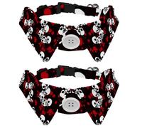 2 Pcs Cat Dog Bow Tie, Adjustable Pet Collar Bowtie Tux Formal Neck Tie for Boys Girls Puppy Kitten Wedding Birthday - Grunge Skull on Bloody Dark Background
