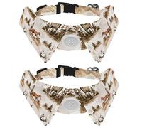 2 Pcs Cat Dog Bow Tie, Adjustable Pet Collar Bowtie Tux Formal Neck Tie for Boys Girls Puppy Kitten Wedding Birthday - Watercolor Deer Fox Tree