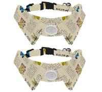 2 Pcs Cat Dog Bow Tie, Adjustable Pet Collar Bowtie Tux Formal Neck Tie for Boys Girls Puppy Kitten Wedding Birthday - Butterfly and Dragonfly on Old Paper