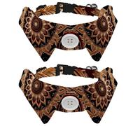 2 Pcs Cat Dog Bow Tie, Adjustable Pet Collar Bowtie Tux Formal Neck Tie for Boys Girls Puppy Kitten Wedding Birthday - Bohemian Mandala