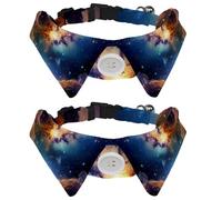 2 Pcs Cat Dog Bow Tie, Adjustable Pet Collar Bowtie Tux Formal Neck Tie for Boys Girls Puppy Kitten Wedding Birthday - Universe Space Galaxy Nebula Starry