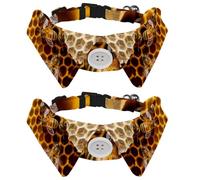 2 Pcs Cat Dog Bow Tie, Adjustable Pet Collar Bowtie Tux Formal Neck Tie for Boys Girls Puppy Kitten Wedding Birthday - Honey Bee on the Honeycomb