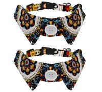 2 Pcs Cat Dog Bow Tie, Adjustable Pet Collar Bowtie Tux Formal Neck Tie for Boys Girls Puppy Kitten Wedding Birthday - Colorful Bohemia Mandala