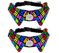 2 Pcs Cat Dog Bow Tie, Adjustable Pet Collar Bowtie Tux Formal Neck Tie for Boys Girls Puppy Kitten Wedding Birthday - Colorful Educational Alphabet