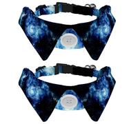 2 Pcs Cat Dog Bow Tie, Adjustable Pet Collar Bowtie Tux Formal Neck Tie for Boys Girls Puppy Kitten Wedding Birthday - Space Galaxy Nebula Starry Blue