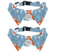 2 Pcs Cat Dog Bow Tie, Adjustable Pet Collar Bowtie Tux Formal Neck Tie for Boys Girls Puppy Kitten Wedding Birthday - Cute Cartoon Animal Hipster Fox Pattern