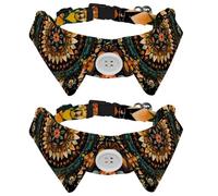 2 Pcs Cat Dog Bow Tie, Adjustable Pet Collar Bowtie Tux Formal Neck Tie for Boys Girls Puppy Kitten Wedding Birthday - Vintage Mandala Flower