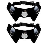 2 Pcs Cat Dog Bow Tie, Adjustable Pet Collar Bowtie Tux Formal Neck Tie for Boys Girls Puppy Kitten Wedding Birthday - Golf Ball on Tee with Club in Black Spotlight