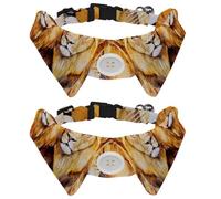 2 Pcs Cat Dog Bow Tie, Adjustable Pet Collar Bowtie Tux Formal Neck Tie for Boys Girls Puppy Kitten Wedding Birthday - Two Lions