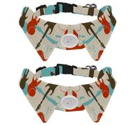 2 Pcs Cat Dog Bow Tie, Adjustable Pet Collar Bowtie Tux Formal Neck Tie for Boys Girls Puppy Kitten Wedding Birthday - Colorful Electric Guitars